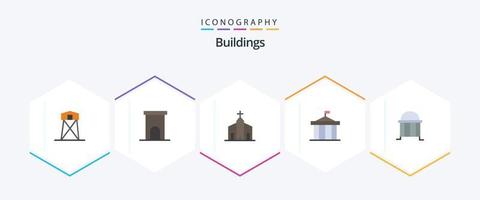 edifícios 25 plano ícone pacote Incluindo colunas. acrópole. propriedade. mosteiro. Igreja vetor