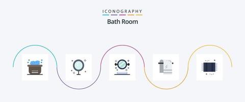 banho quarto plano 5 ícone pacote Incluindo banho. toalha. banho. seco. banheiro vetor