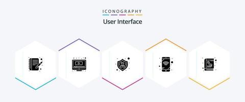 do utilizador interface 25 glifo ícone pacote Incluindo telefone livro. diretório. pessoas. livro. rede vetor