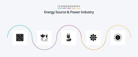 energia fonte e poder indústria glifo 5 ícone pacote Incluindo energia. poder. plugue. energia . poder vetor
