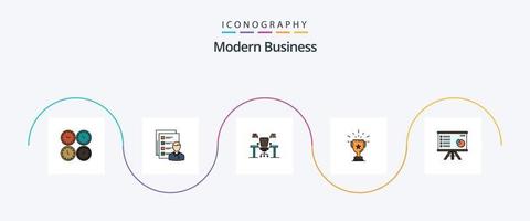 moderno o negócio linha preenchidas plano 5 ícone pacote Incluindo cadeira. mesa. habilidades. habilidades. homem vetor