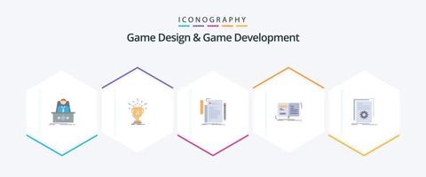jogos Projeto e jogos desenvolvimento 25 plano ícone pacote Incluindo abrir. autor. prêmio. roteiro. Arquivo vetor
