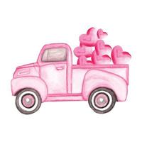feliz dia dos namorados ilustração vetorial em aquarela clipart de vetor de carro em aquarela vetor de carro dos namorados, vetor de caminhão dos namorados