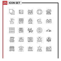universal ícone símbolos grupo do 25 moderno linhas do jantar ux casa o negócio ui essencial editável vetor Projeto elementos