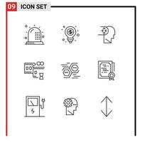 conjunto do 9 moderno ui ícones símbolos sinais para rede filme bobina compras filme stip cabeça editável vetor Projeto elementos