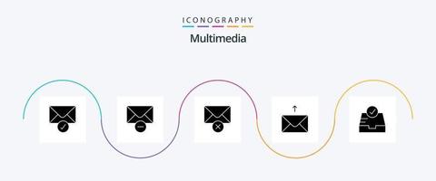 multimídia glifo 5 ícone pacote Incluindo . enviar. vetor