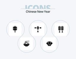 chinês Novo ano glifo ícone pacote 5 ícone Projeto. lanterna. ano. ano Novo. novo. China vetor