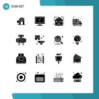 16 sólido glifo conceito para sites Móvel e apps robô transferir pc conectados real editável vetor Projeto elementos