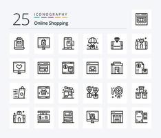 conectados compras 25 linha ícone pacote Incluindo logística. balão. fazer compras. compras. Forma de pagamento vetor