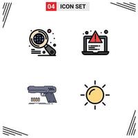 conjunto do 4 moderno ui ícones símbolos sinais para globo pistola desenvolvimento rede arma editável vetor Projeto elementos