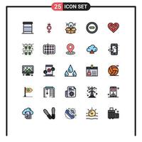 estoque vetor ícone pacote do 25 linha sinais e símbolos para cultura favorito grande idéia amor emoji editável vetor Projeto elementos