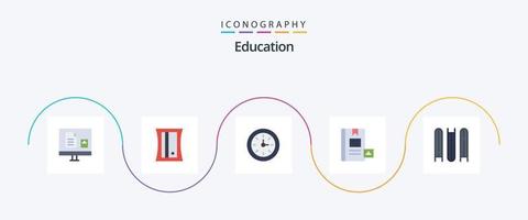 Educação plano 5 ícone pacote Incluindo aprendizado. Educação. e. vetor