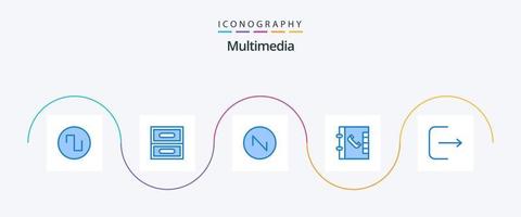 multimídia azul 5 ícone pacote Incluindo . aceno. multimídia vetor