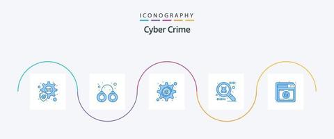 cyber crime azul 5 ícone pacote Incluindo . rede. configuração erro. escudo. antivírus vetor