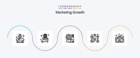 marketing crescimento linha 5 ícone pacote Incluindo missão. crescimento. marketing ícone. negócios. marketing vetor