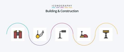 construção e construção linha preenchidas plano 5 ícone pacote Incluindo estádio. construção. construção. ferramentas. construção vetor