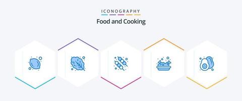 Comida 25 azul ícone pacote Incluindo . saudável Comida. Comida. pera. Comida vetor