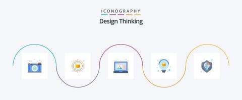 Projeto pensando plano 5 ícone pacote Incluindo ideia. criativo. pensamento. ideia. lâmpada vetor