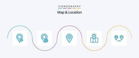 mapa e localização azul 5 ícone pacote Incluindo mapa. GPS. localização. ponteiro. localização vetor