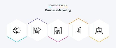o negócio marketing 25 linha ícone pacote Incluindo economia. dados. seo. relatório. gráfico vetor