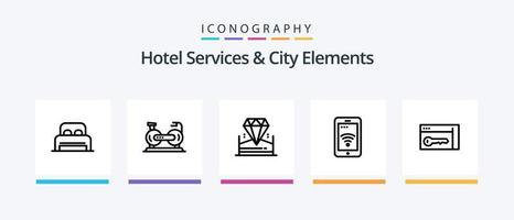 hotel Serviços e cidade elementos linha 5 ícone pacote Incluindo lar. placa. hotel. hotel . marcação. criativo ícones Projeto vetor