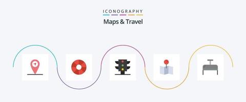 mapas e viagem plano 5 ícone pacote Incluindo . mapa. viagem vetor
