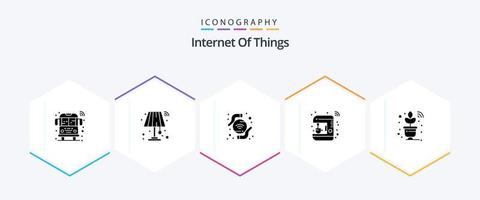 Internet do coisas 25 glifo ícone pacote Incluindo sensor. inteligente. tecnologia. criador. casa vetor