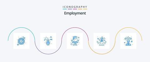 emprego azul 5 ícone pacote Incluindo avaliação. melhor. cadeira. empregado Cuidado. Cuidado vetor