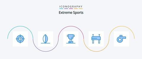 esporte azul 5 ícone pacote Incluindo . ginástica. vetor