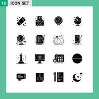 conjunto do 16 moderno ui ícones símbolos sinais para mundo restaurante vírus gelo creme sobremesa editável vetor Projeto elementos
