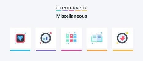 Diversos plano 5 ícone pacote Incluindo quebra-cabeça. aberto livro. arquivo. leitura. livro. criativo ícones Projeto vetor