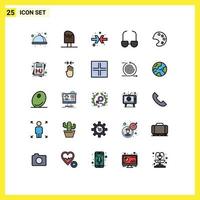 Móvel interface preenchidas linha plano cor conjunto do 25 pictogramas do Ferramentas cor gelo Visão óculos editável vetor Projeto elementos