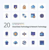 20 nuvem dados tecnologia e rede tecnologia linha preenchidas cor ícone pacote gostar computador armazenamento nuvem servidor pasta vetor