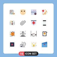 Móvel interface plano cor conjunto do 16 pictogramas do apartamento alto falante emoção Canadá favorito editável pacote do criativo vetor Projeto elementos
