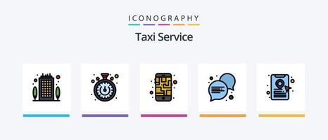 Táxi serviço linha preenchidas 5 ícone pacote Incluindo . rota. diálogo. caminho. transporte. criativo ícones Projeto vetor