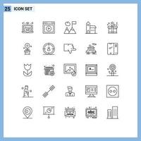 25 do utilizador interface linha pacote do moderno sinais e símbolos do amor mosteiro o negócio histórico cristão editável vetor Projeto elementos