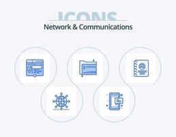 rede e comunicações azul ícone pacote 5 ícone Projeto. arquivos. pasta. móvel. lápis. página vetor