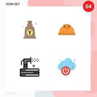 4 do utilizador interface plano ícone pacote do moderno sinais e símbolos do iene rubor dinheiro engenheiro mangueira editável vetor Projeto elementos