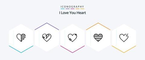 coração 25 linha ícone pacote Incluindo . amar. coração. quebrado. relatório vetor