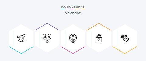 namorados 25 linha ícone pacote Incluindo lâmpada. dia. amar. dia dos namorados. suspensão vetor