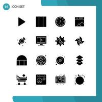 editável vetor linha pacote do 16 simples sólido glifos do vídeo monitor imagem doces bombom editável vetor Projeto elementos
