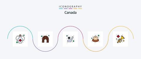 Canadá linha preenchidas plano 5 ícone pacote Incluindo instrumento. Canadá. inverno. frio vetor