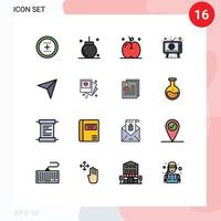 Móvel interface plano cor preenchidas linha conjunto do 16 pictogramas do tela meios de comunicação decoração publicidade Ação de graças editável criativo vetor Projeto elementos