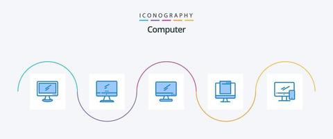 computador azul 5 ícone pacote Incluindo . imac. móvel. dispositivo vetor