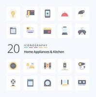 20 casa eletrodomésticos e cozinha plano cor ícone pacote gostar gêiser quente woofer calor aquecedor vetor