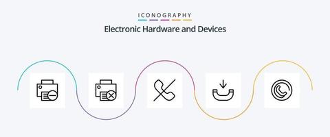 dispositivos linha 5 ícone pacote Incluindo . telefone. placa. contato vetor