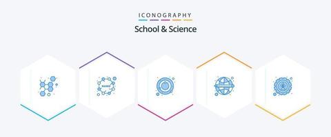 escola e Ciência 25 azul ícone pacote Incluindo natureza. astronomia. aprendizado. Educação vetor