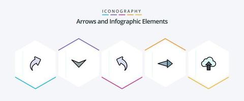 seta 25 linha preenchida ícone pacote Incluindo . nuvem. voltar. acima. seta vetor
