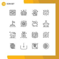 Móvel interface esboço conjunto do 16 pictogramas do canto óculos gráfico engraçado sintoma editável vetor Projeto elementos