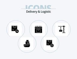 Entrega e logístico glifo ícone pacote 5 ícone Projeto. gerenciamento. calendário. logística. tempo. produtos vetor